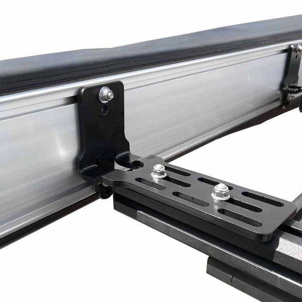 OVS HD Nomadic 270 LT Awning Bracket Kit — Feature shot: heavy-duty bracket mounted to a rack