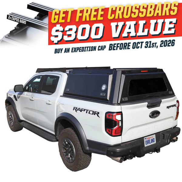 OVS Expedition PRO (2024–2025 Ranger) — Feature shot: three-quarter view with optional OVS crossbars