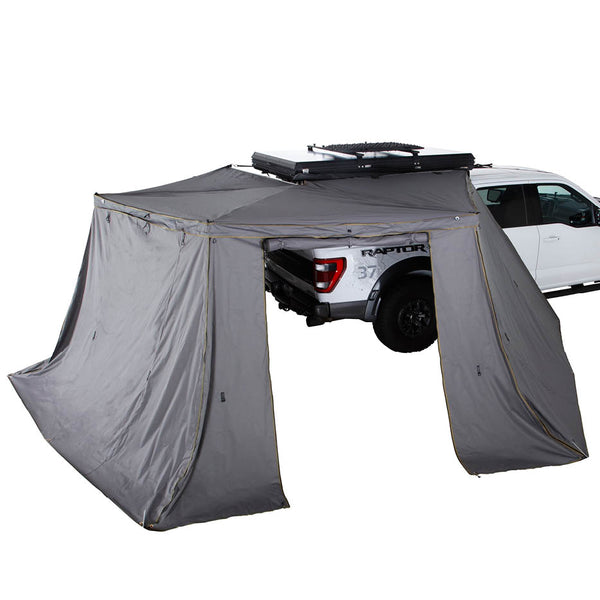 OVS HD Nomadic 270 LT Awning Walls — Feature shot: walls enclosing a 270 LT awning on a pickup