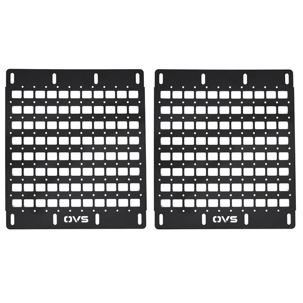 OVS Universal MOLLE Panels — Feature shot: pair of black aluminum MOLLE panels
