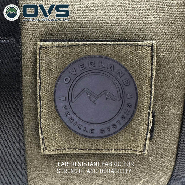 OVS Canyon Waxed Canvas Utility Bag — Feature shot: OVS patch detail