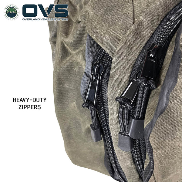 OVS Canyon Waxed Canvas Duffle Bag – Large — Feature shot: heavy-duty zipper