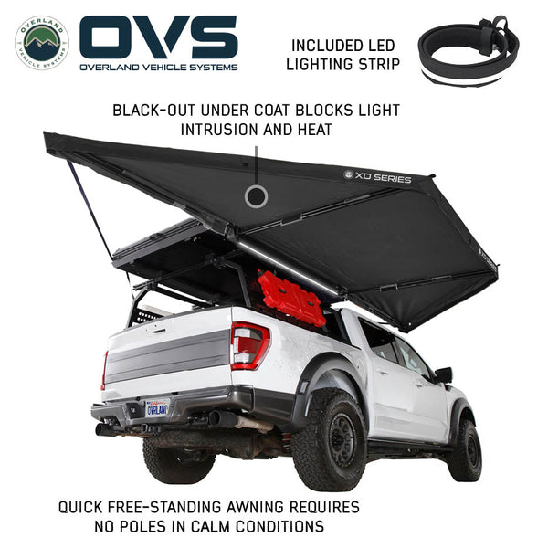 OVS XD Nomadic 180 LTE Awning — Feature shot: LED strip and blackout undercoat