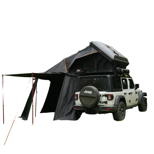 NaturNest Sirius 2 XL Annex Room — Feature shot: annex fully deployed with a sealed vestibule around the ladder entry