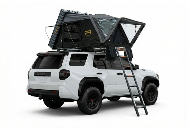 Roofnest Condor Overland 2 XL Air — Feature shot: closed tent mounted on a 4Runner, rear view