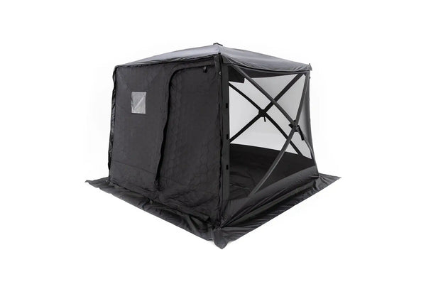 FSR Hub 4XL — Feature shot: deployed pop-up hub tent with door and windows open