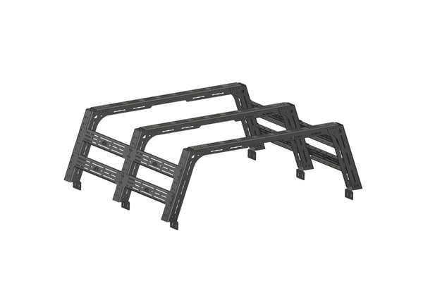 Backwoods Adventure Mods Overland Bed Rack Full Height (2007–2027 Tundra) — Feature shot: complete full height rack in black powder coat