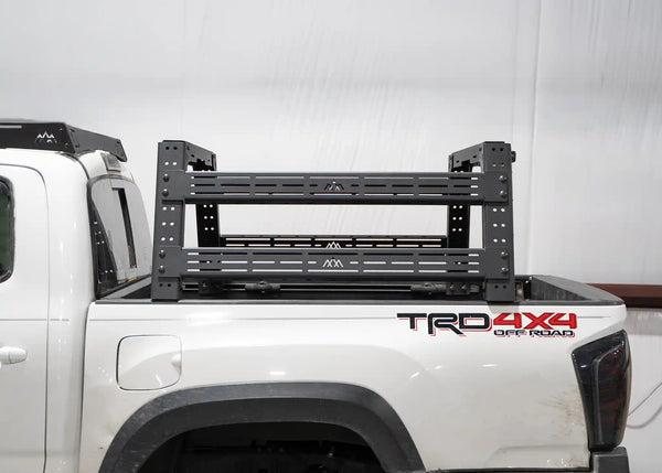 Backwoods Adventure Mods Overland Bed Rack (2005–2027 Tacoma) — Feature shot: rack installed on a short bed Tacoma