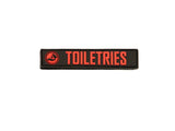 GearBAG PVC Patches — Feature shot: Toiletries patch, Velcro-backed PVC