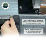 OVS Tent & Awning Organizer — Feature shot: slides into the C-channel or straps on
