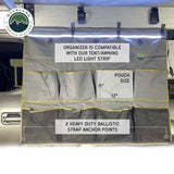 OVS Tent & Awning Organizer — Feature shot: LED strip compatible, with D-rings