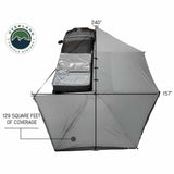 OVS HD Nomadic 270 Awning & 3-Wall Kit Combo — Feature shot: top-down coverage diagram with opened dimensions