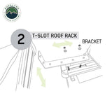 OVS HD Nomadic 180 LTE Awning — Feature shot: install diagram for T-slot roof rack mounting