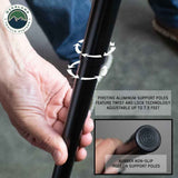 OVS HD Nomadic 180 LTE Awning — Feature shot: twist-lock telescoping support pole with rubber non-slip foot