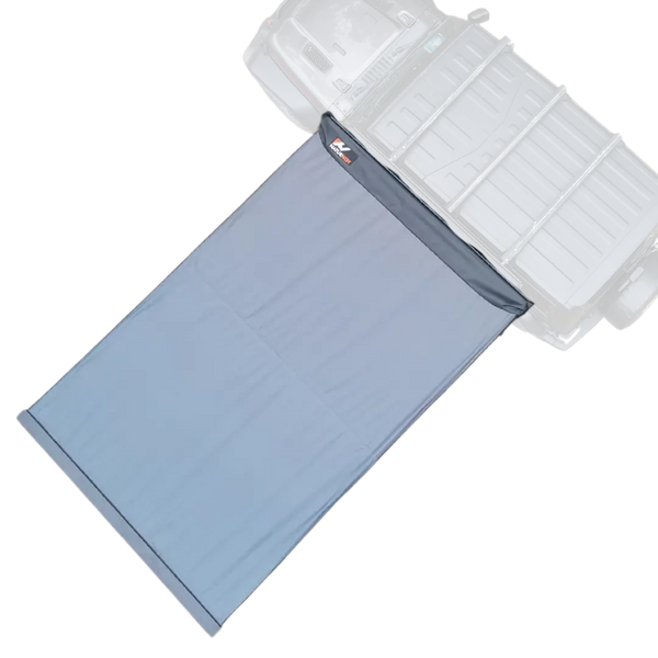 NaturNest 90 Degree Straight Pull Awning — Feature shot: awning deployed showing straight-pull coverage