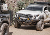 Backwoods Adventure Mods Hi-Lite Prerunner (2024–2027 Tacoma) — Lifestyle shot: 4th gen Tacoma with the prerunner bumper driving off road