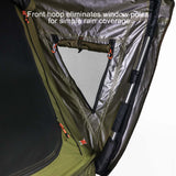 23ZERO Armadillo Horizon 3 — Feature shot: front hoop awning providing extended rain coverage