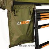 23ZERO Armadillo Horizon 3 — Feature shot: included boot bags for bedding and gear storage