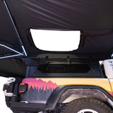 23ZERO Onyx 270 Freestanding Vehicle Awning (Right) — Feature shot: side rooftop-tent pass-through opening unzipped for ceiling access