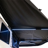 23ZERO Onyx 270 Freestanding Vehicle Awning (Left) — Feature shot: view from underneath the deployed awning showing interior shade coverage