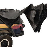 23ZERO Onyx 270 Freestanding Vehicle Awning (Left) — Feature shot: awning being folded up for storage