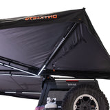 23ZERO Onyx 270 Freestanding Vehicle Awning (Left) — Feature shot: close-up of the truss arms and Onyx 270 logo detail
