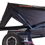 23ZERO Onyx 270 Freestanding Vehicle Awning (Right) — Feature shot: truss arm framing next to the open rooftop-tent pass-through