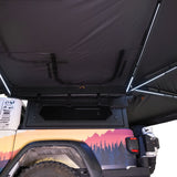 23ZERO Onyx 270 Freestanding Vehicle Awning (Left) — Feature shot: side rooftop-tent pass-through zipped closed