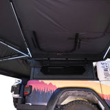 23ZERO Onyx 270 Freestanding Vehicle Awning (Right) — Feature shot: side rooftop-tent pass-through opening fully zipped closed