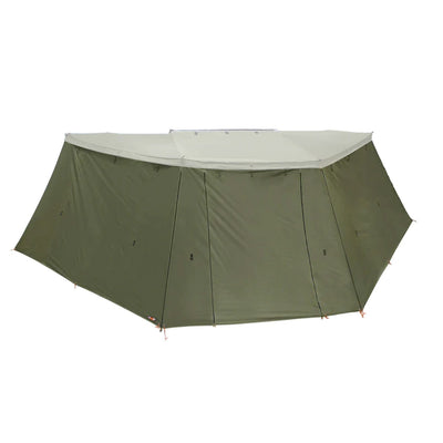 23ZERO Peregrine 180° Wall with Light Suppression Technology — Feature shot: studio product shot of the three-panel canvas wall kit fully assembled, showing the wraparound fit and front zippered door seam