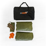 23ZERO Peregrine PRO 5 Arm 270 Degree Awning Wall Kit (Left) — Feature shot: storage bag opened, showing the guy ropes and stakes included
