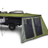 23ZERO Peregrine PRO 5 Arm 270 Degree Awning Wall Kit (Left) — Feature shot: rear-side wall panel deployed and closed against wind and sun