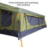 23ZERO Walkabout 62 2.0 — Feature shot: front overhang extension with mesh windows for added shade and airflow