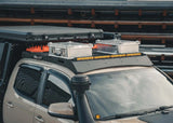 Backwoods Adventure Mods DRIFTR Roof Rack (2005–2023 Tacoma) — Feature shot: rack, three-quarter view