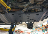 Backwoods Adventure Mods Aluminum Skid Plate System (2005–2023 Tacoma) — Feature shot: complete engine, transmission and transfer case skids