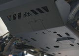 Backwoods Adventure Mods Aluminum Skid Plate System (2005–2023 Tacoma) — Feature shot: removable oil drain access door