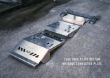 Backwoods Adventure Mods Aluminum Skid Plate System (2005–2023 Tacoma) — Feature shot: kit components in raw aluminum