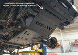 Backwoods Adventure Mods Aluminum Skid Plate System (2005–2023 Tacoma) — Feature shot: optional front bumper connector plate