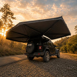 NaturNest 360 Degree Car Awning — Feature shot: rear three-quarter view of deployed awning