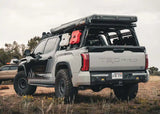 Backwoods Adventure Mods Rear Bumper (2022–2027 Tundra) — Lifestyle shot: overland Tundra build with the rear bumper