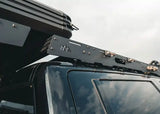Backwoods Adventure Mods DRIFTR Roof Rack (2022–2027 Tundra) — Feature shot: rear profile with the full-length rear extrusion