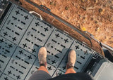 Backwoods Adventure Mods DRIFTR Roof Rack (2022–2027 Tundra) — Feature shot: looking down at the rack from above