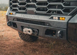 Backwoods Adventure Mods Lo-Pro Front Bumper (2022–2027 Tundra) — Feature shot: winch installed in the high-clearance bumper