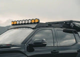 Backwoods Adventure Mods DRIFTR Roof Rack (2022–2027 Tundra) — Feature shot: rack with off-road lights above the wind fairing
