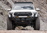 Backwoods Adventure Mods Hi-Lite Prerunner (2024–2027 Tacoma) — Feature shot: front view of the prerunner bar and aluminum shell