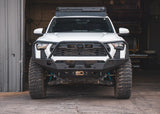 Backwoods Adventure Mods Hi-Lite Bull Bar (2024–2027 Tacoma) — Feature shot: bull bar bumper installed on a 4th gen Tacoma