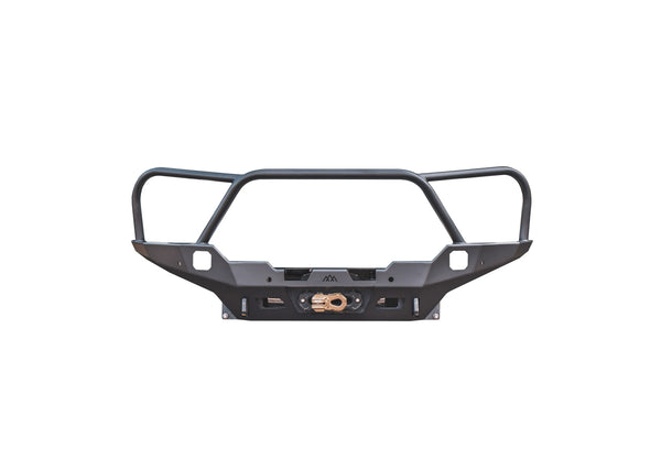 Backwoods Adventure Mods Hi-Lite Bull Bar (2024–2027 Tacoma) — Feature shot: full bumper with bull bar in black powder coat