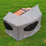 NaturNest 270 Awning Plus — Feature shot: three-quarter angle view of deployed awning