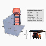 NaturNest 270 Car Awning — Feature shot: ground stakes and guylines securing the canopy