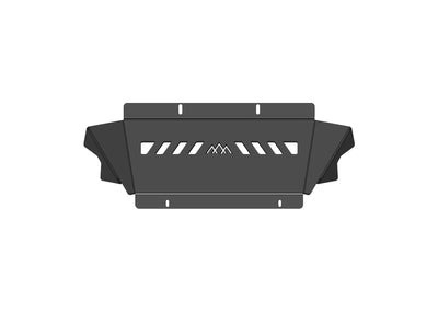 Backwoods Adventure Mods Connector Skid Plate (2010–2024 4Runner) — Feature shot: 1/4 in aluminum connector skid plate in black powder coat